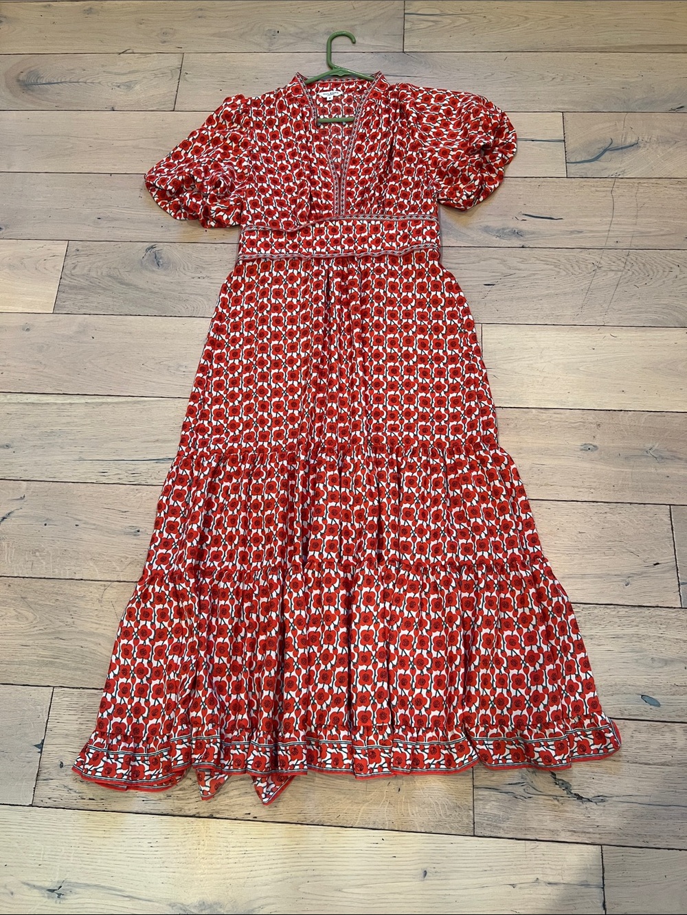 Max Studio Red Floral Tiered Maxi Dress